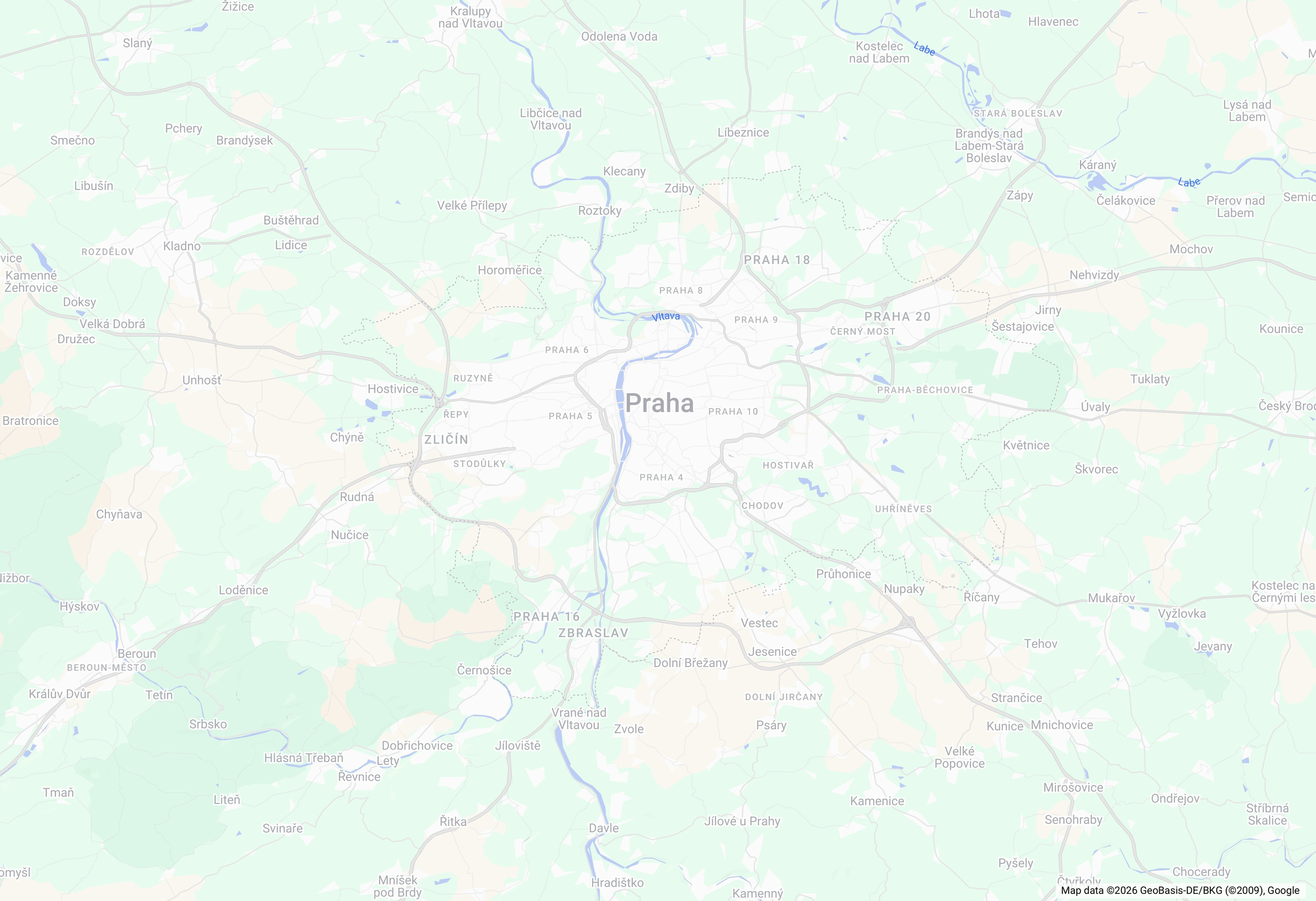 Mapa Prahy s aktivními a připravovanými lokalitami esklad